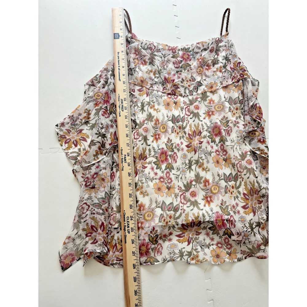 BAILEY 44 Boho Silk Braided Strap Tank Ruffle Blouse USA Western Floral - Size M - Picture 11 of 12